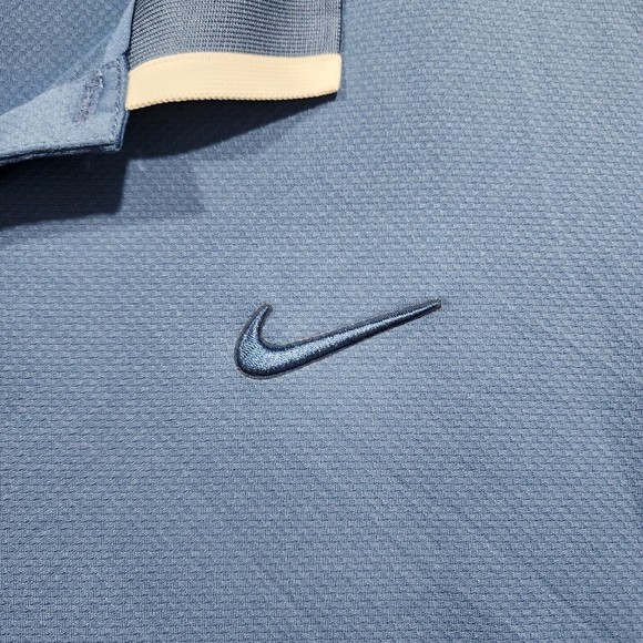 Nike Polo Shirt Mens XL Blue Solid Nike Dri-Fit Standard Fit Short Sleeve - Picture 5 of 16